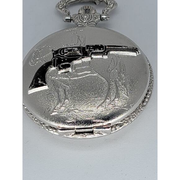 Samuel Colt 1836 Commemoration of The First Revolver Pocket Watch Silver Finish - Picture 2 of 4